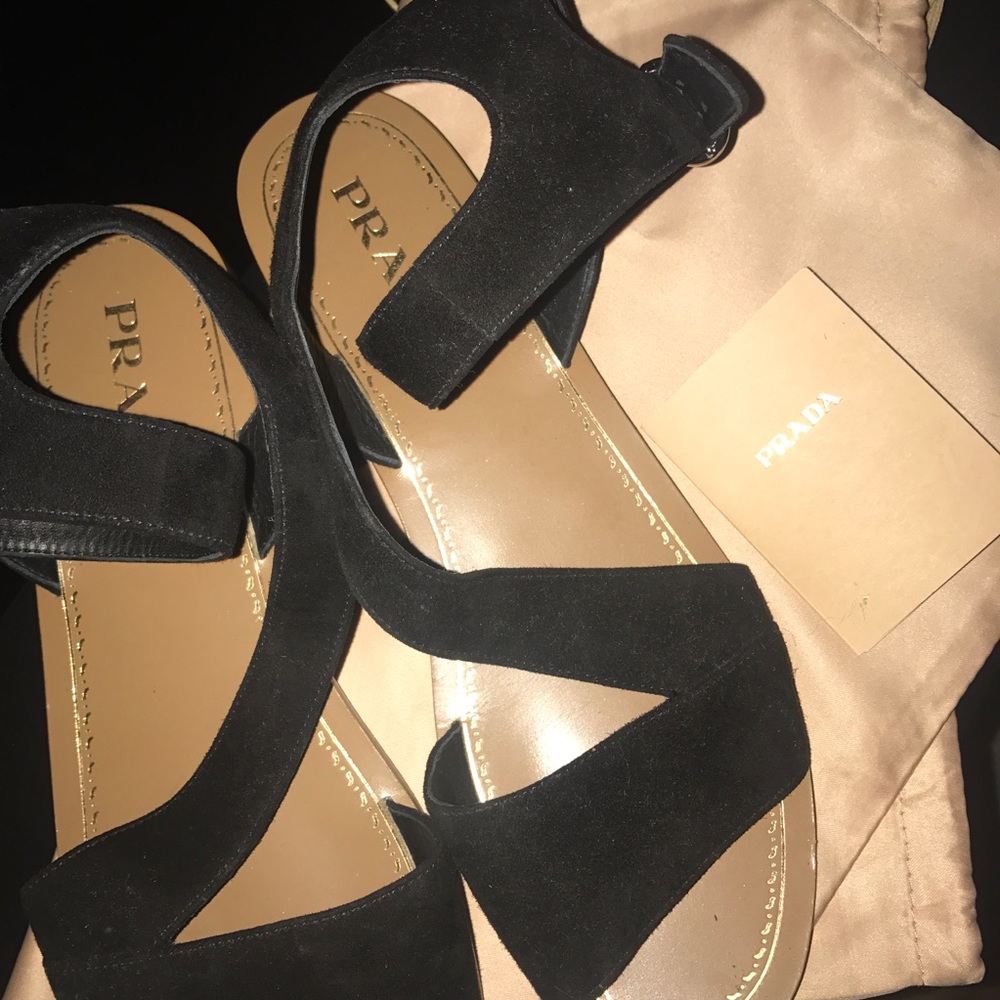 PRADA Calzature Donna Black suede sandals